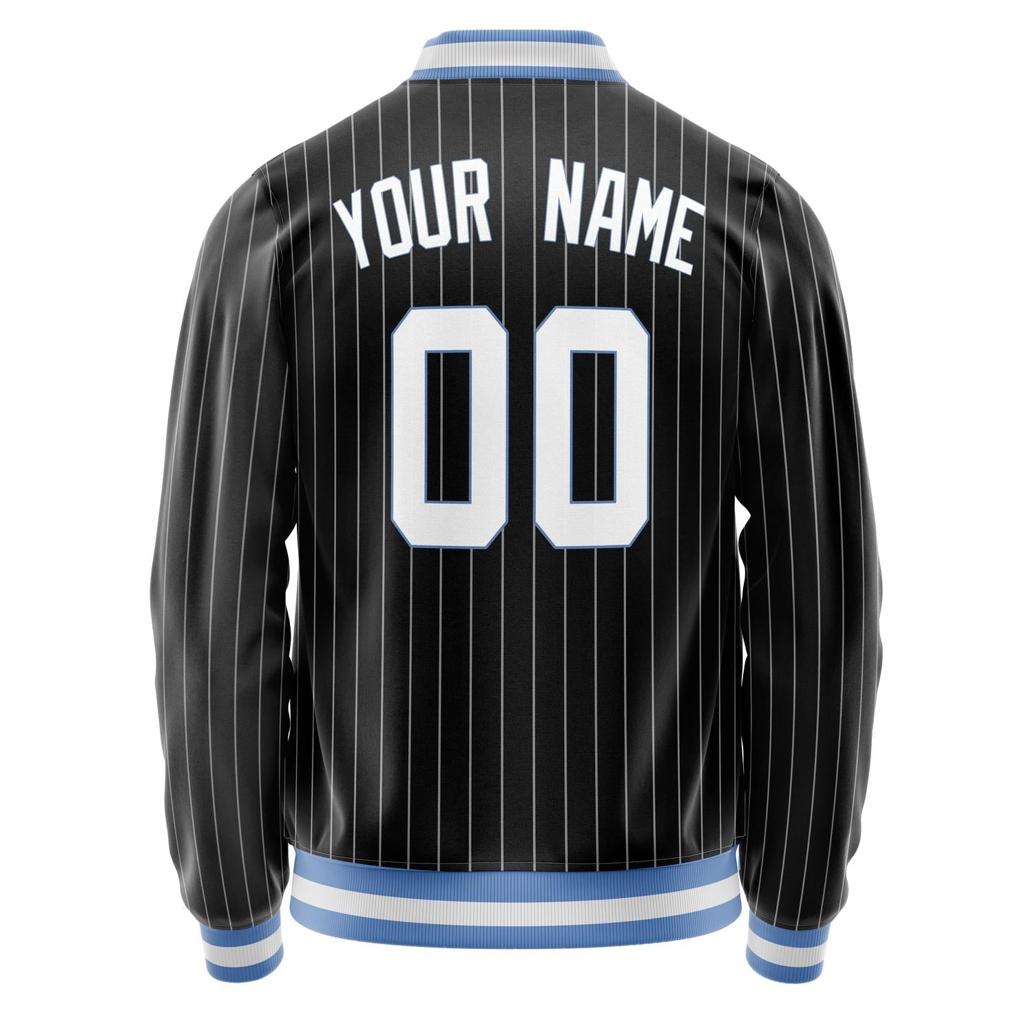 Custom Black White Gray Pinstripe Varsity Letterman Jacket JA02240617HF045