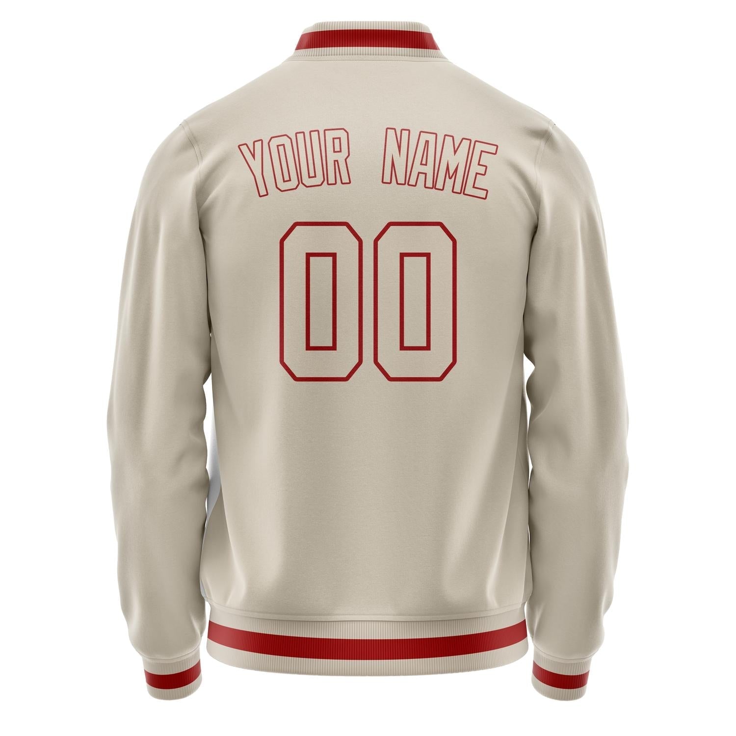 Custom Cream Red Solid Color Varsity Letterman Jacket JA02240617JC089