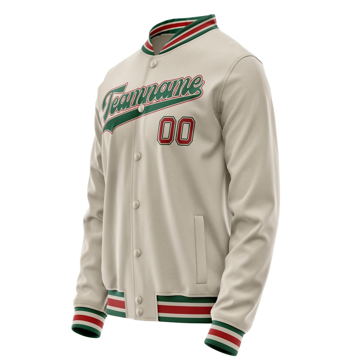 Custom Cream Kelly-Green Solid Color Varsity Letterman Jacket JA02240617JC090