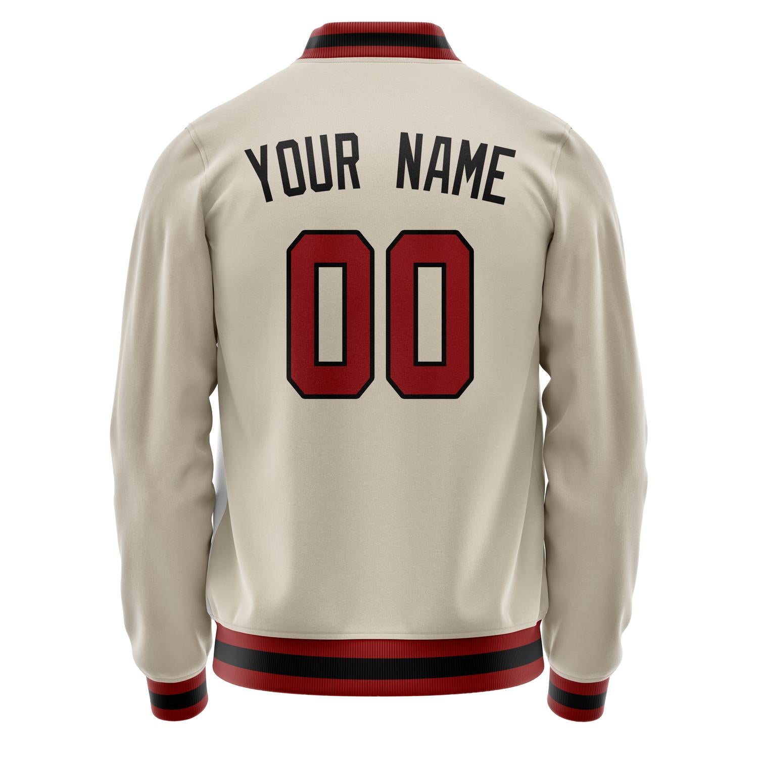 Custom Cream Red Solid Color Varsity Letterman Jacket JA02240617JC093