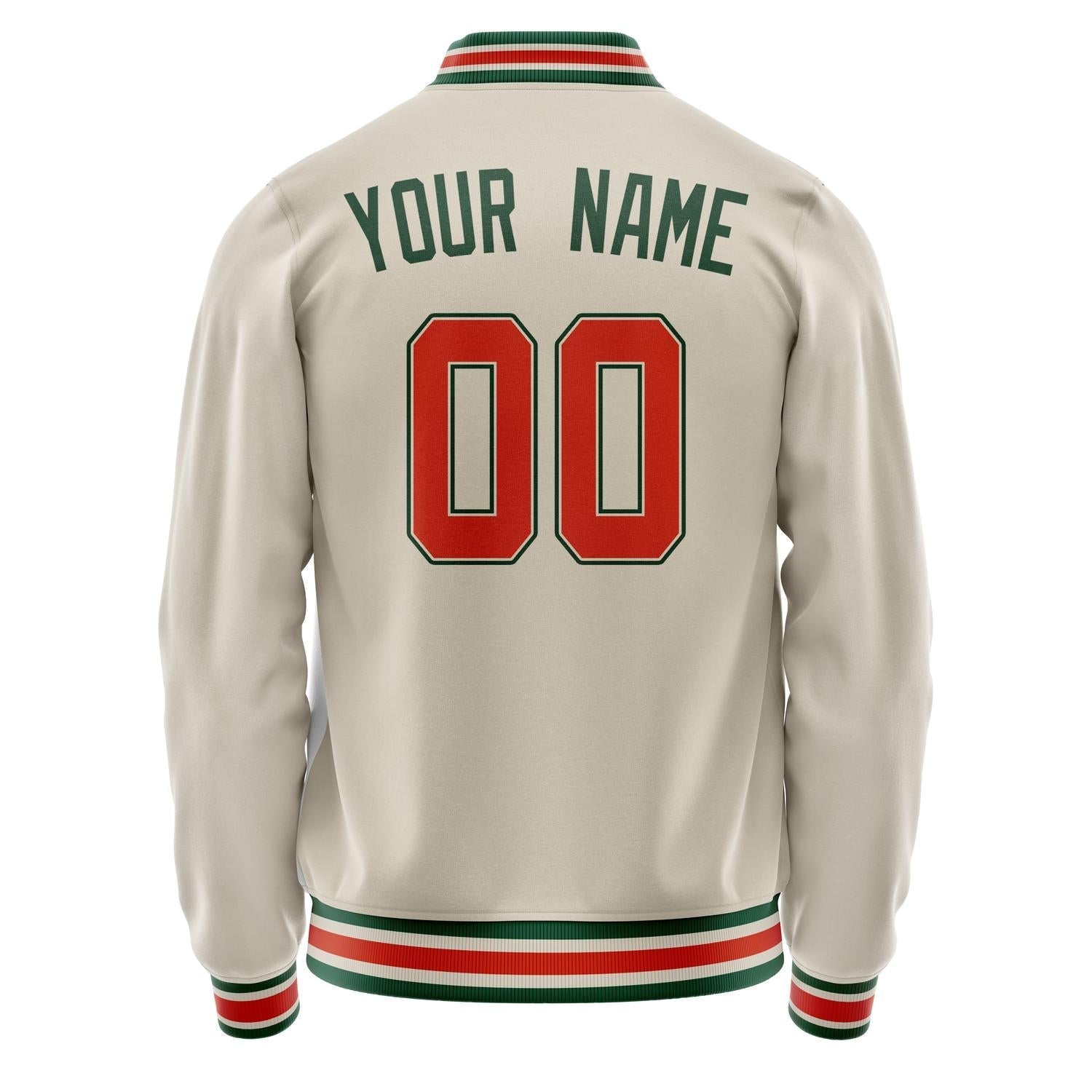 Custom Cream Kelly-Green Solid Color Varsity Letterman Jacket JA02240617JC094