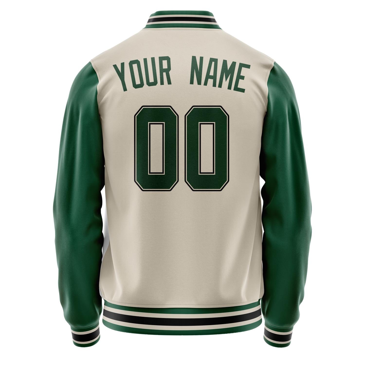 Custom Cream Kelly-Green Solid Color Varsity Letterman Jacket JA02240617JC098