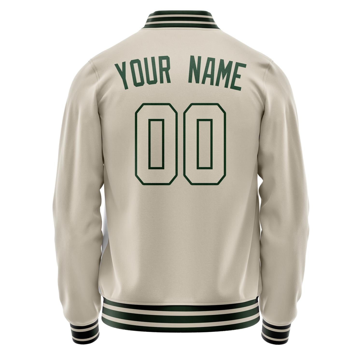 Custom Cream Kelly-Green Solid Color Varsity Letterman Jacket JA02240617JC099