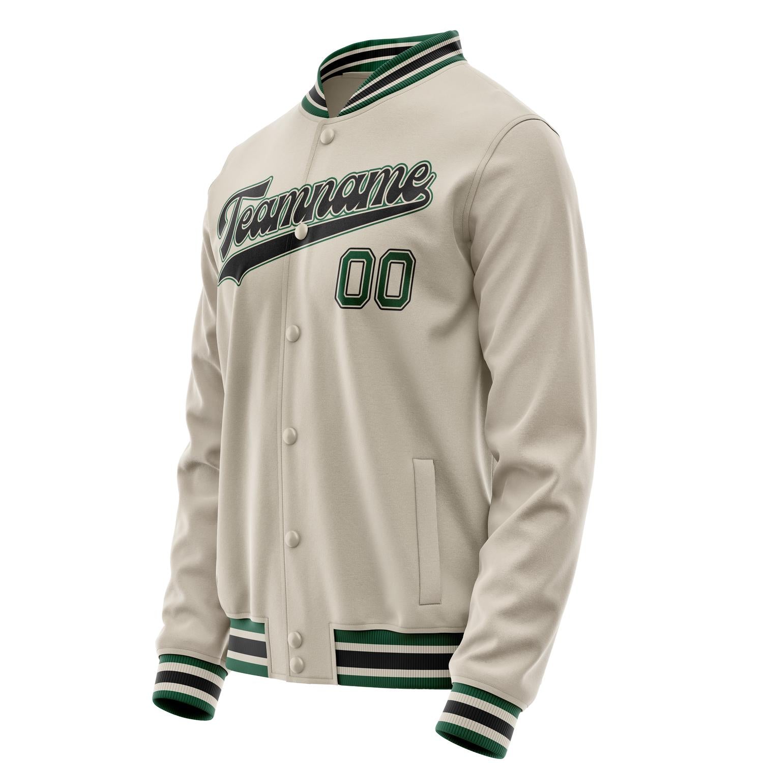 Custom Cream Kelly-Green Solid Color Varsity Letterman Jacket JA02240617JC100