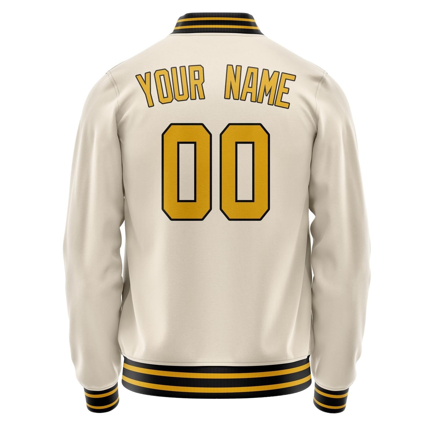 Custom Cream Gold Solid Color Varsity Letterman Jacket JA02240617JC102