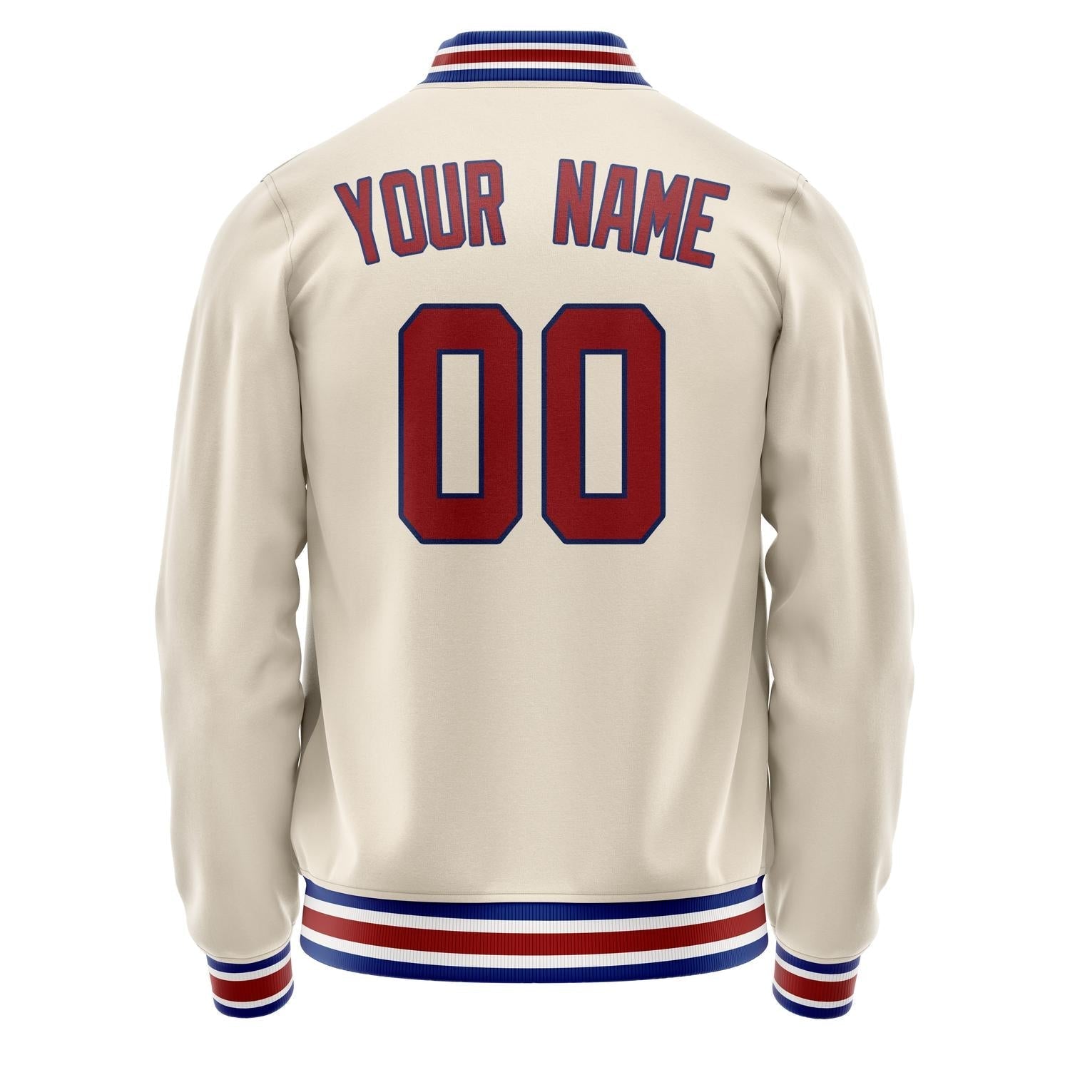 Custom Cream Red Solid Color Varsity Letterman Jacket JA02240617JC103