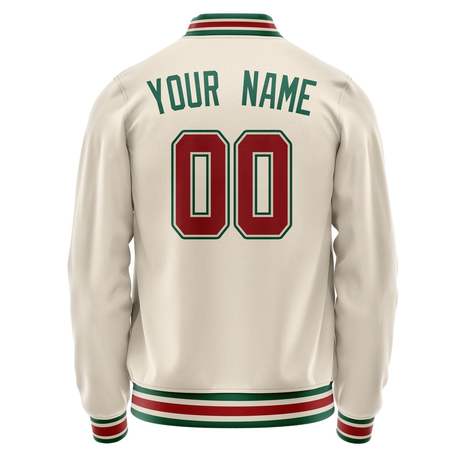Custom Cream Kelly-Green Solid Color Varsity Letterman Jacket JA02240617JC105