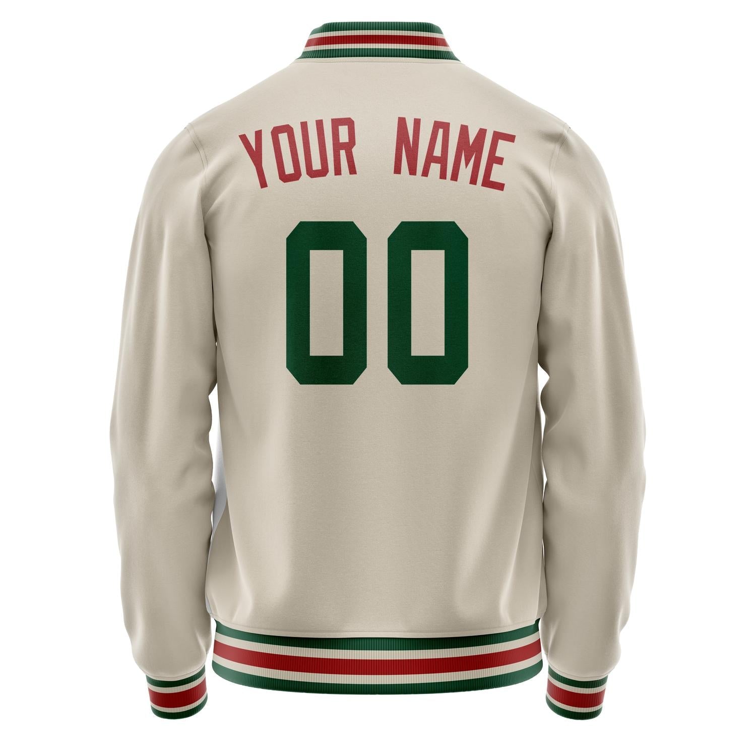 Custom Cream Kelly-Green Solid Color Varsity Letterman Jacket JA02240617JC113