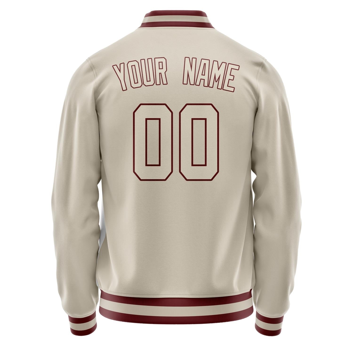 Custom Cream Crimson Solid Color Varsity Letterman Jacket JA02240617JC114