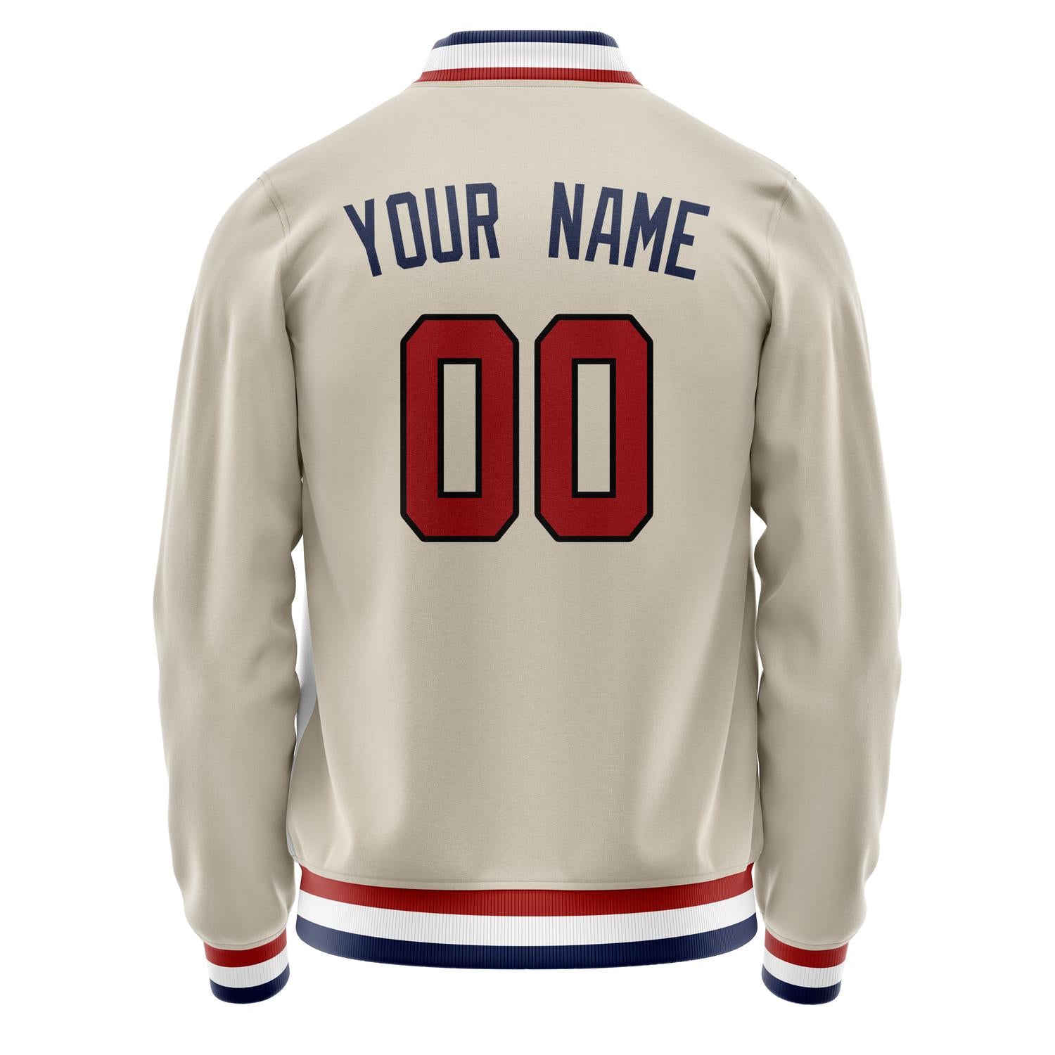 Custom Cream Red Solid Color Varsity Letterman Jacket JA02240617JC116