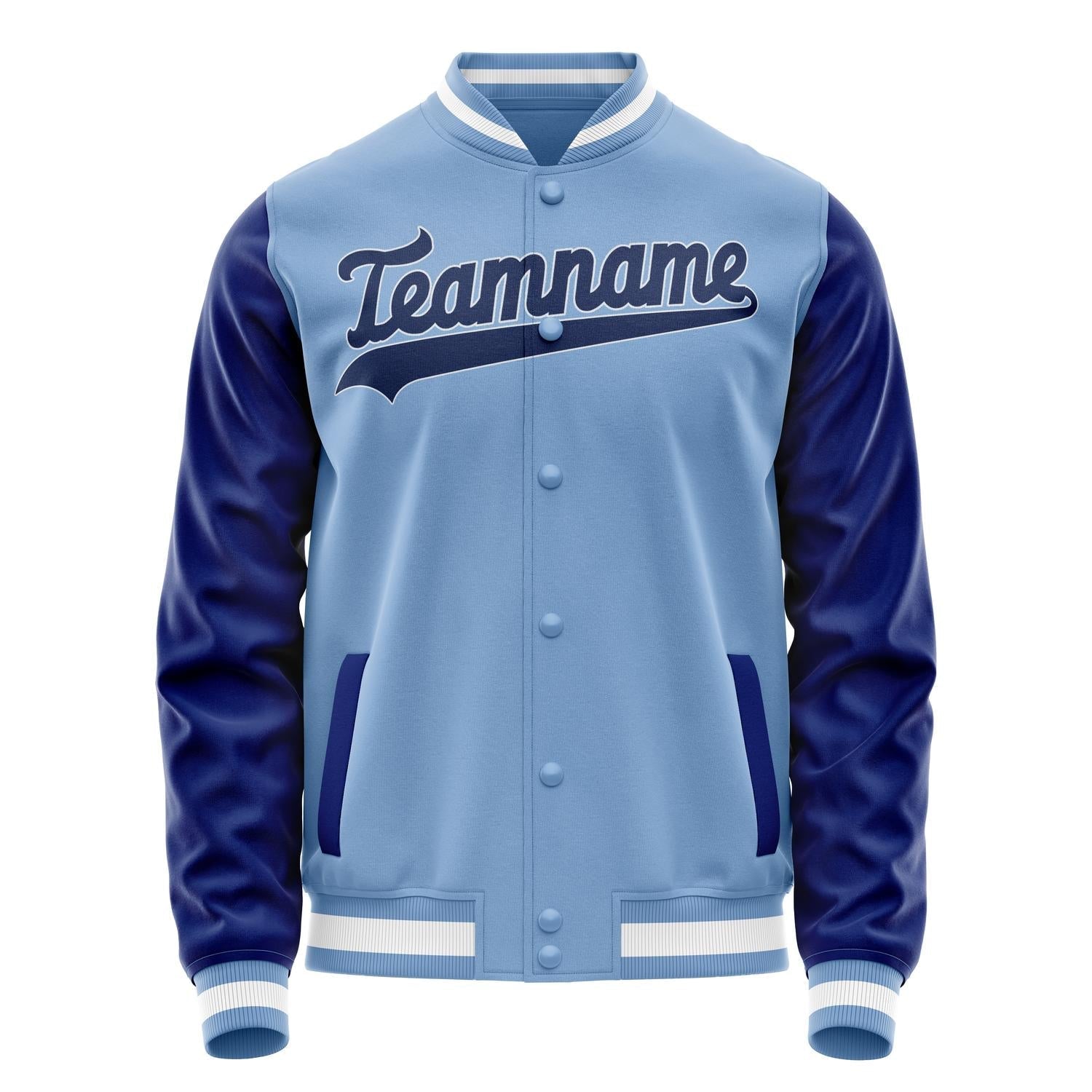 Custom Light-Blue Royal Solid Color Varsity Letterman Jacket JA02240617JC236