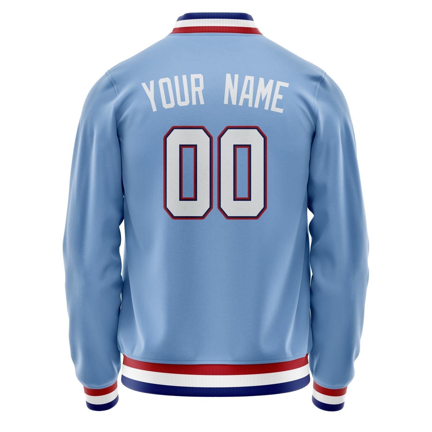 Custom Light-Blue White Solid Color Varsity Letterman Jacket JA02240617JC237