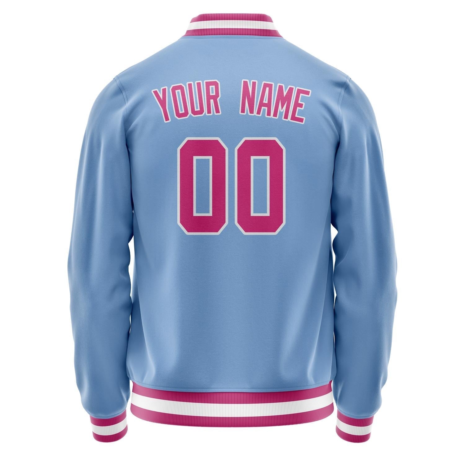 Custom Light-Blue Pink Solid Color Varsity Letterman Jacket JA02240617JC238