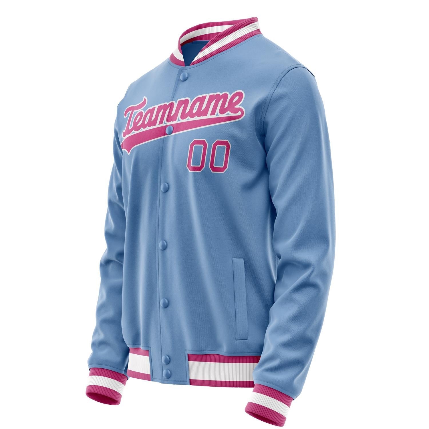 Custom Light-Blue Pink Solid Color Varsity Letterman Jacket JA02240617JC238