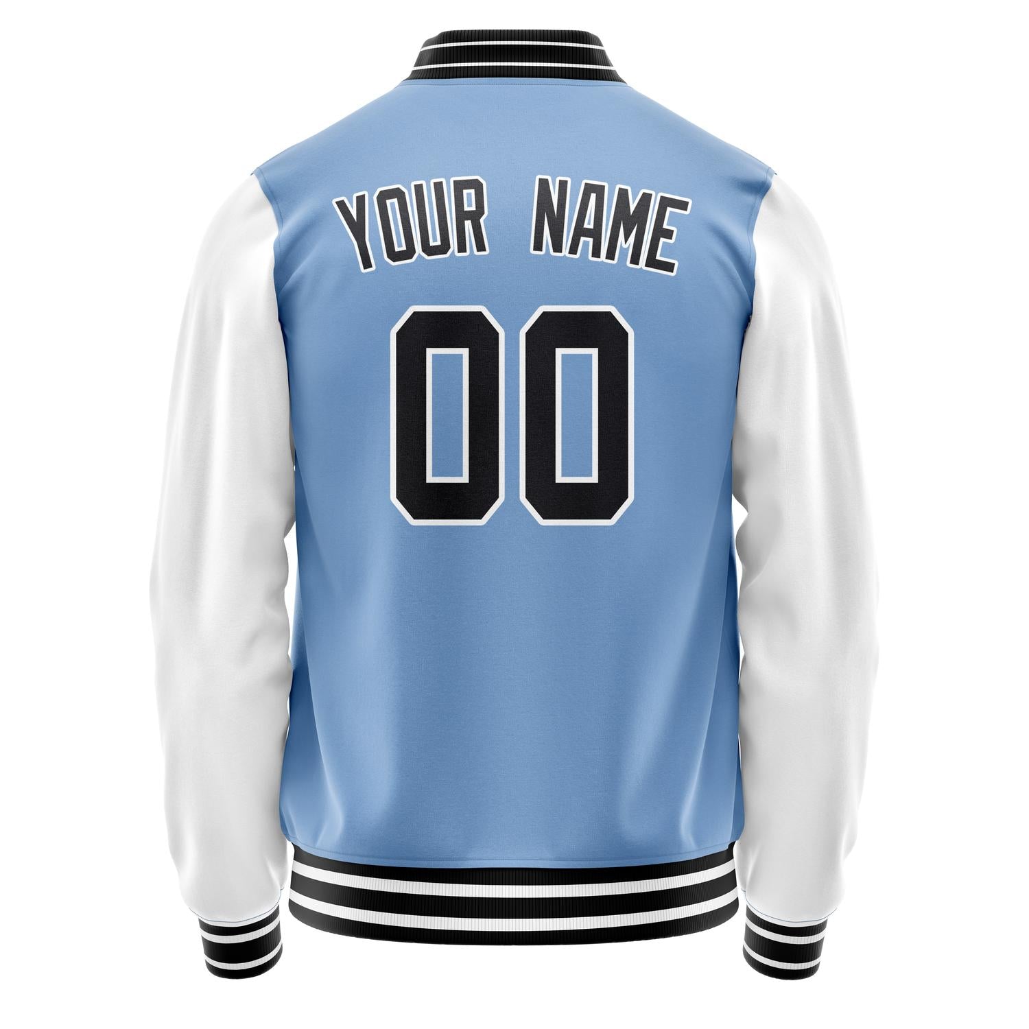 Custom Light-Blue White Solid Color Varsity Letterman Jacket JA02240617JC239