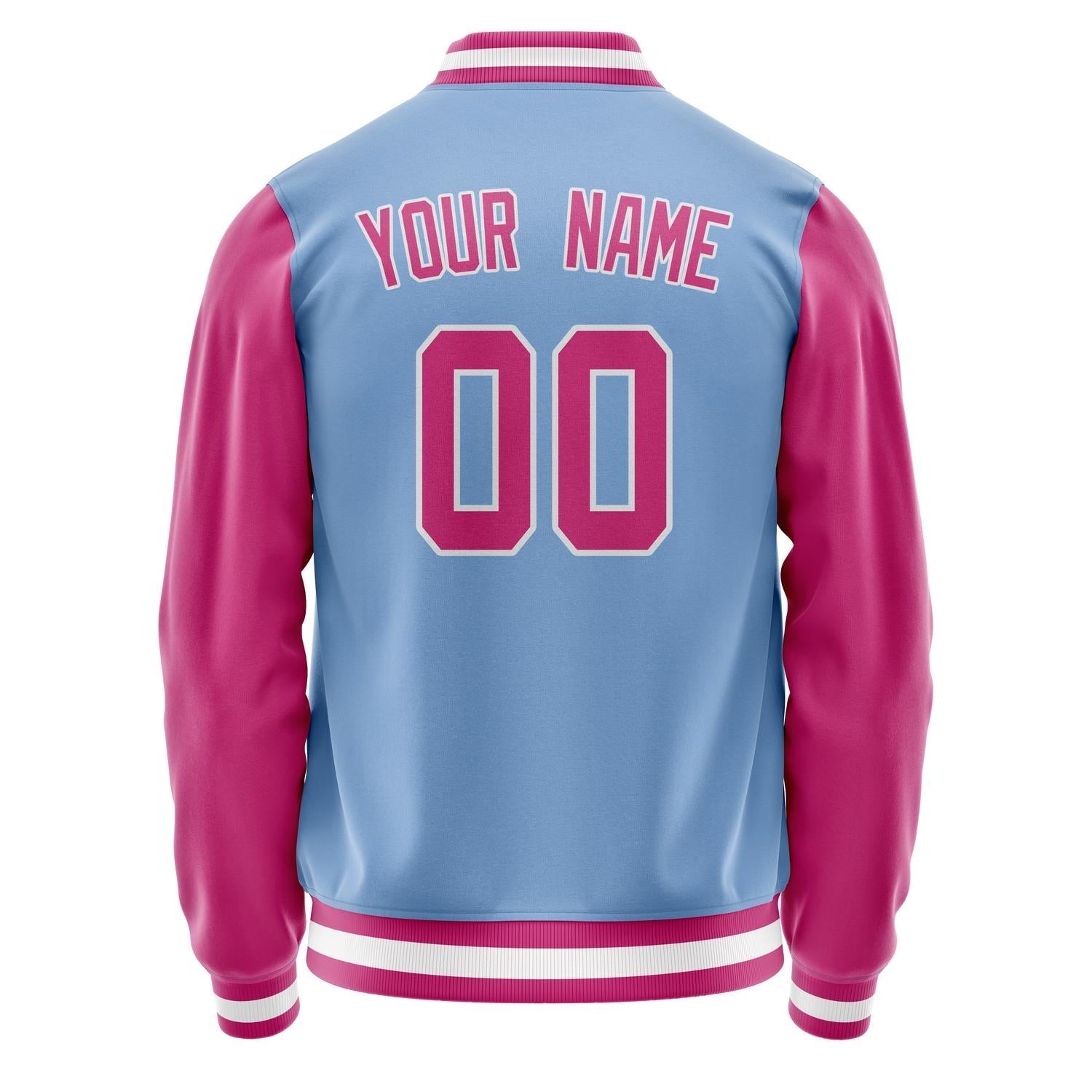 Custom Light-Blue Pink Solid Color Varsity Letterman Jacket JA02240617JC240