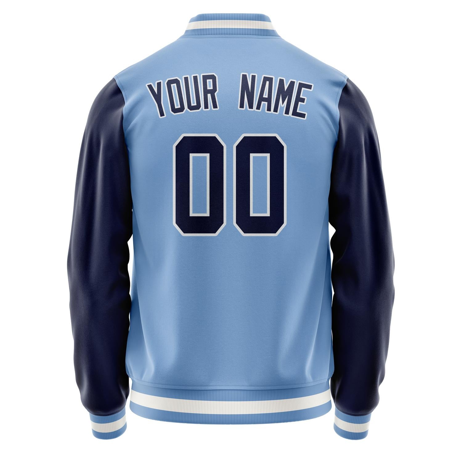 Custom Light-Blue Navy Solid Color Varsity Letterman Jacket JA02240617JC245