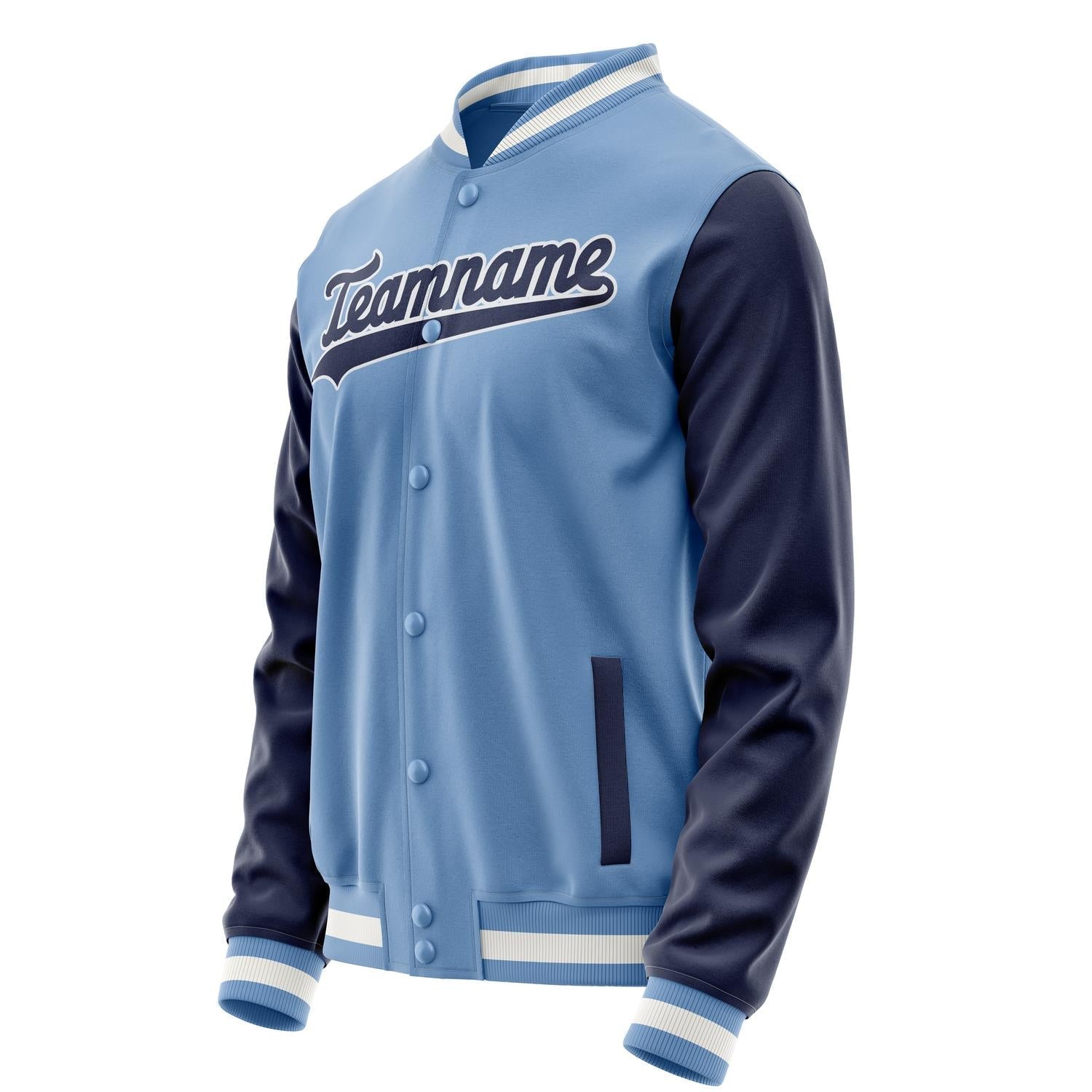 Custom Light-Blue Navy Solid Color Varsity Letterman Jacket JA02240617JC245