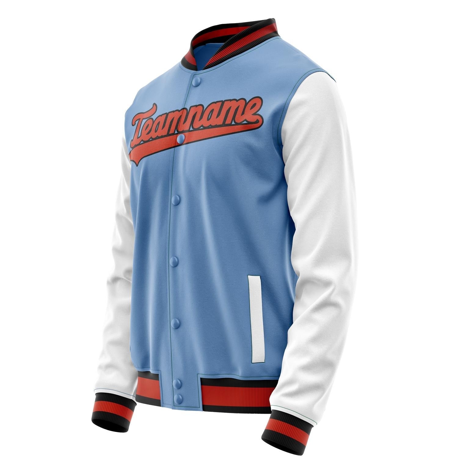 Custom Light-Blue White Solid Color Varsity Letterman Jacket JA02240617JC246