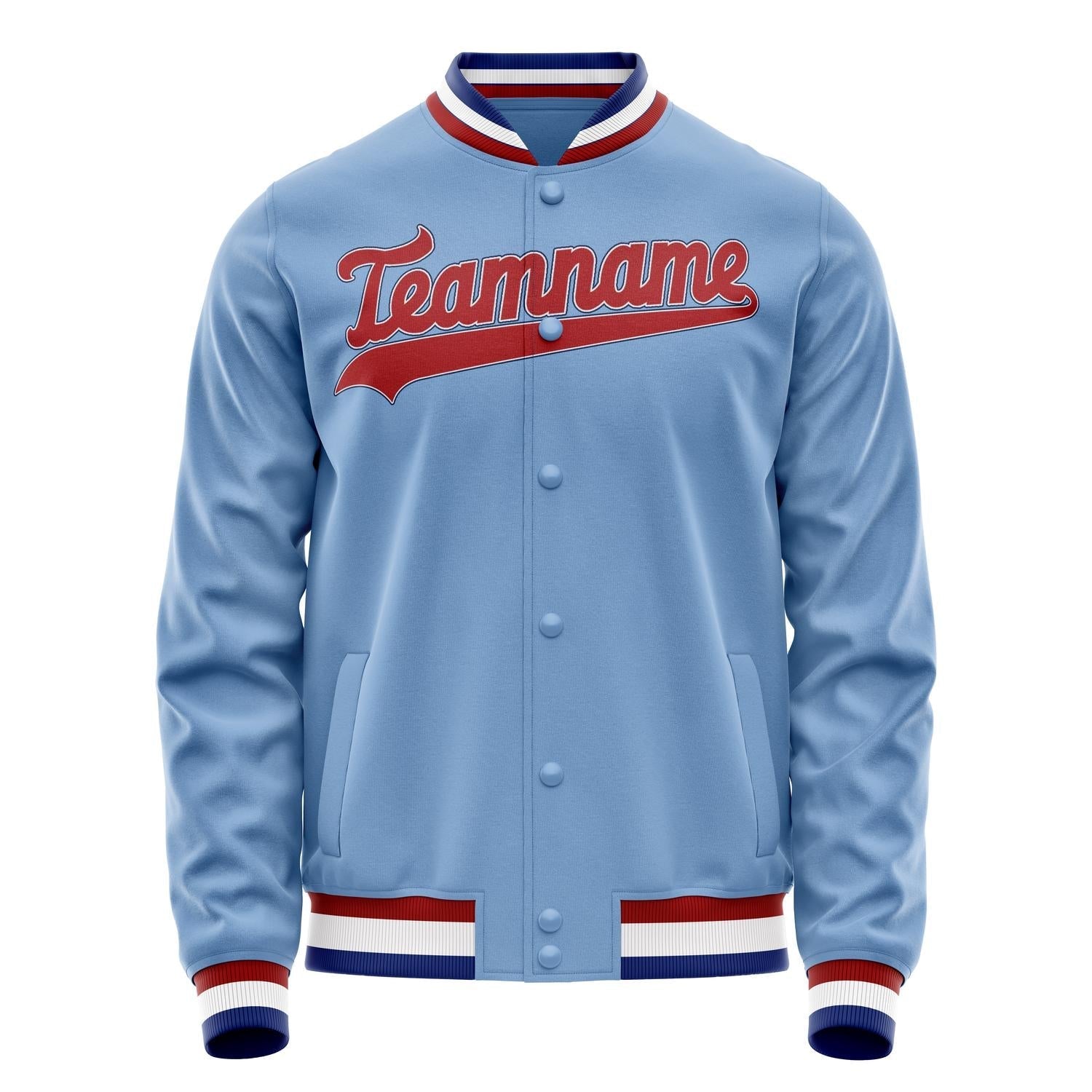 Custom Light-Blue Royal Solid Color Varsity Letterman Jacket JA02240617JC248