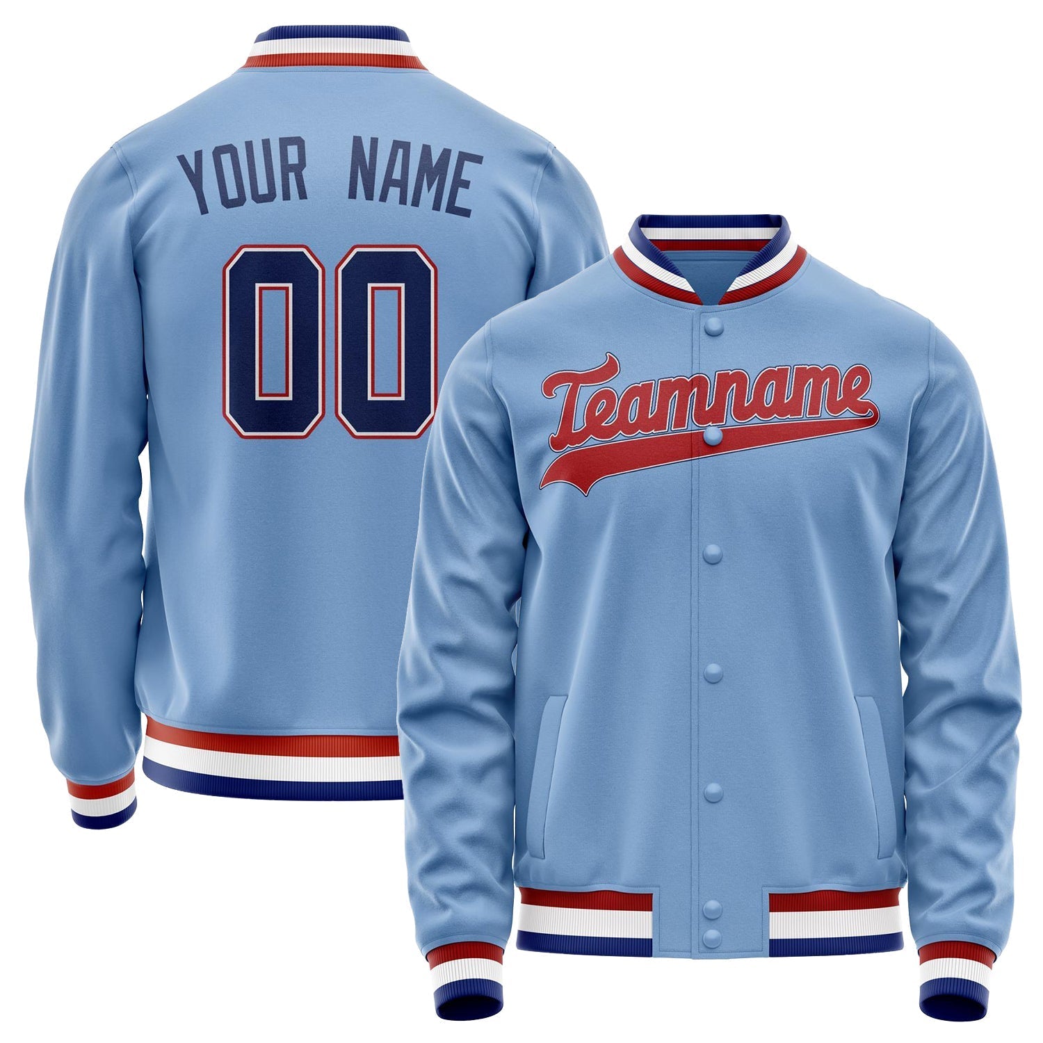 Custom Light-Blue Royal Solid Color Varsity Letterman Jacket JA02240617JC248