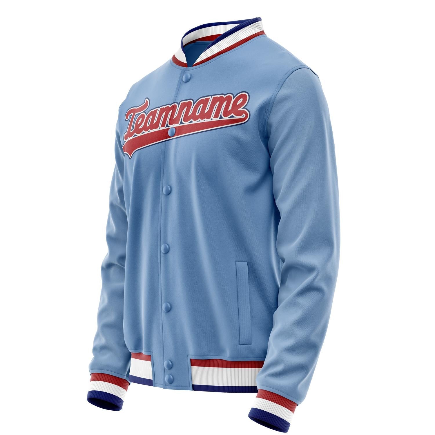 Custom Light-Blue Royal Solid Color Varsity Letterman Jacket JA02240617JC248