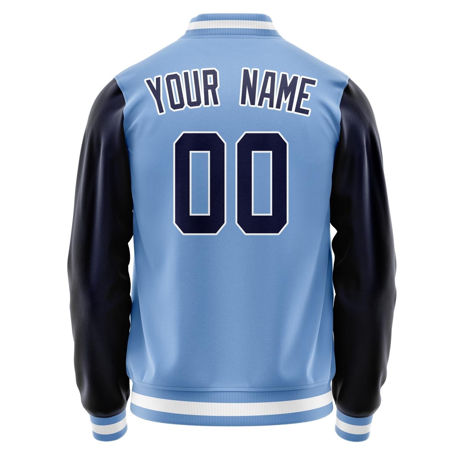 Custom Light-Blue Navy Solid Color Varsity Letterman Jacket JA02240617JC251