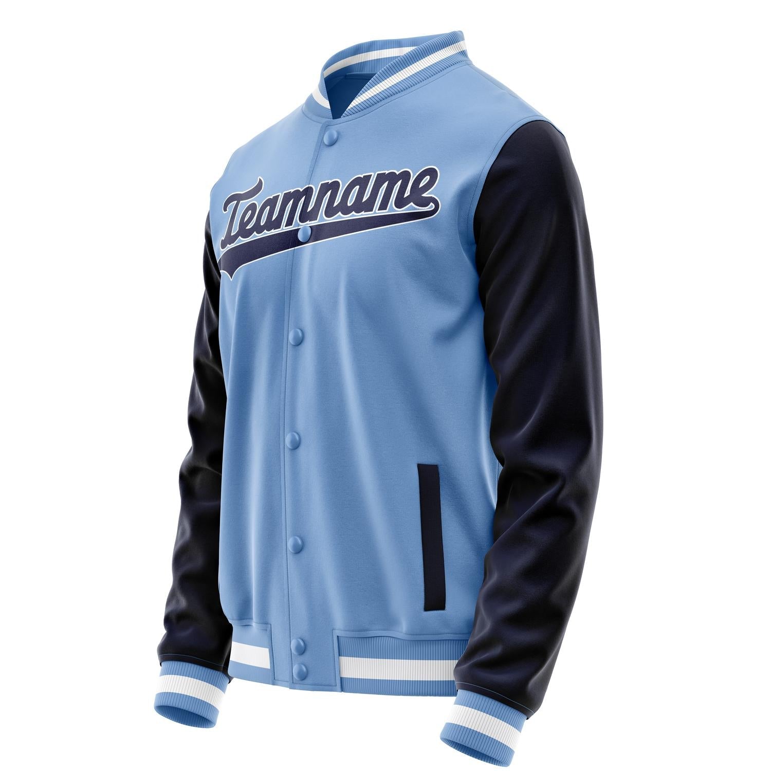 Custom Light-Blue Navy Solid Color Varsity Letterman Jacket JA02240617JC251