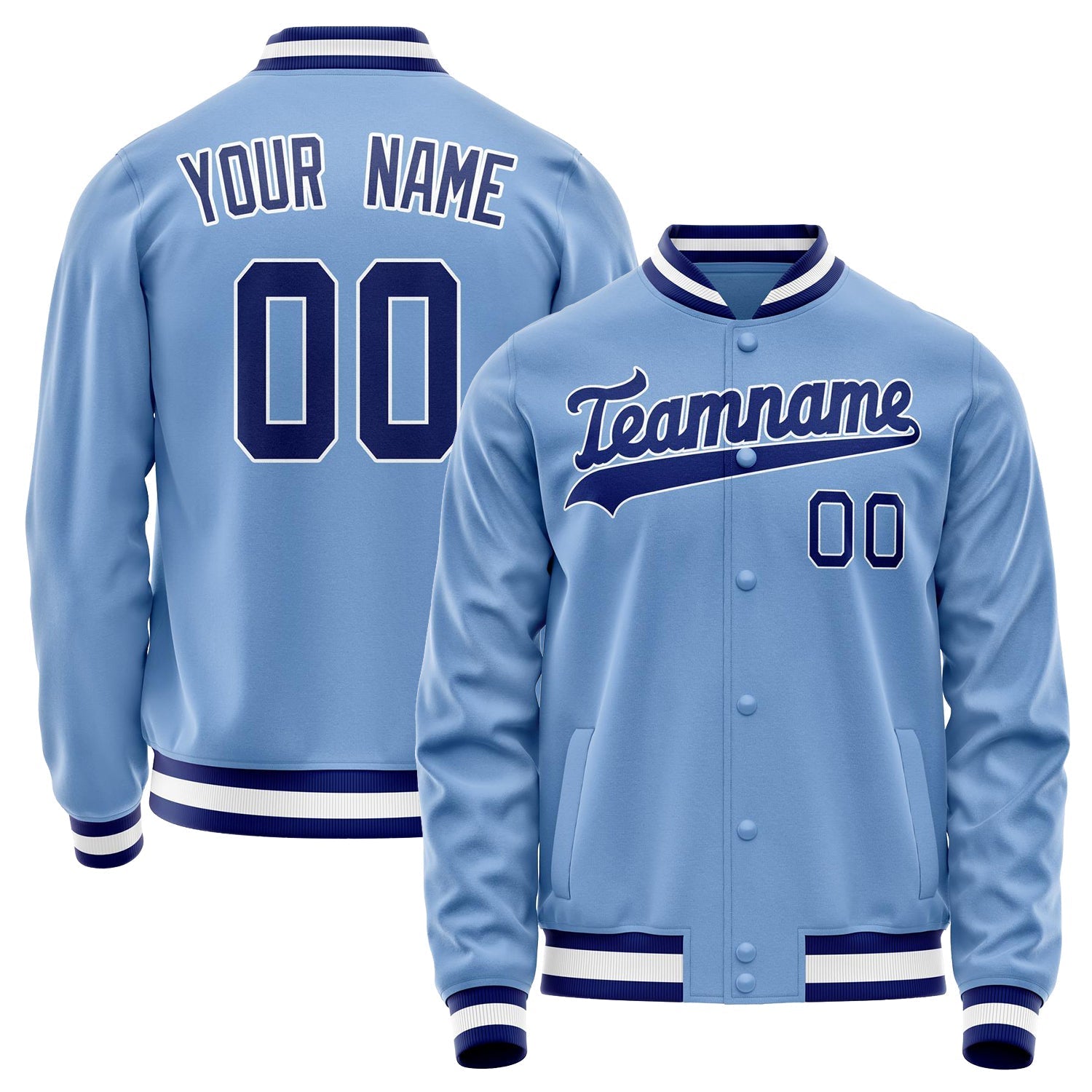 Custom Light-Blue Royal Solid Color Varsity Letterman Jacket JA02240617JC252