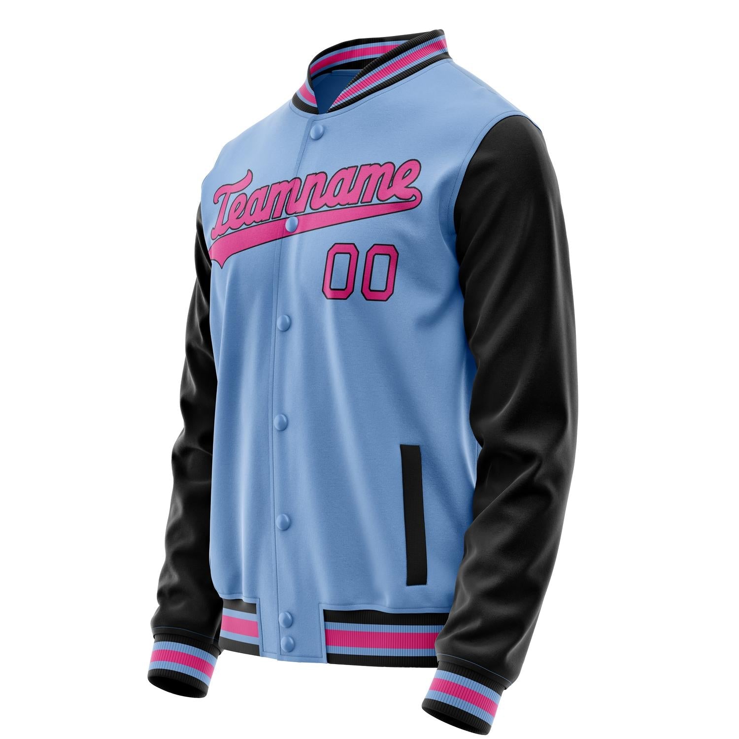 Custom Light-Blue Pink Solid Color Varsity Letterman Jacket JA02240617JC254
