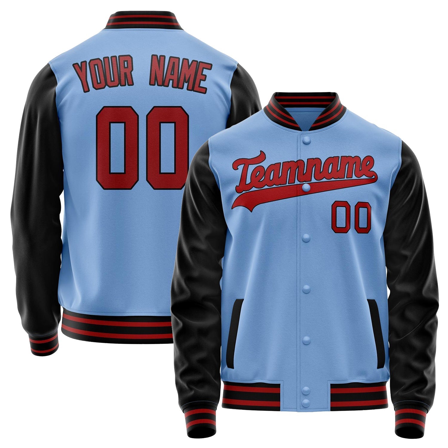 Custom Light-Blue Crimson Solid Color Varsity Letterman Jacket JA02240617JC257