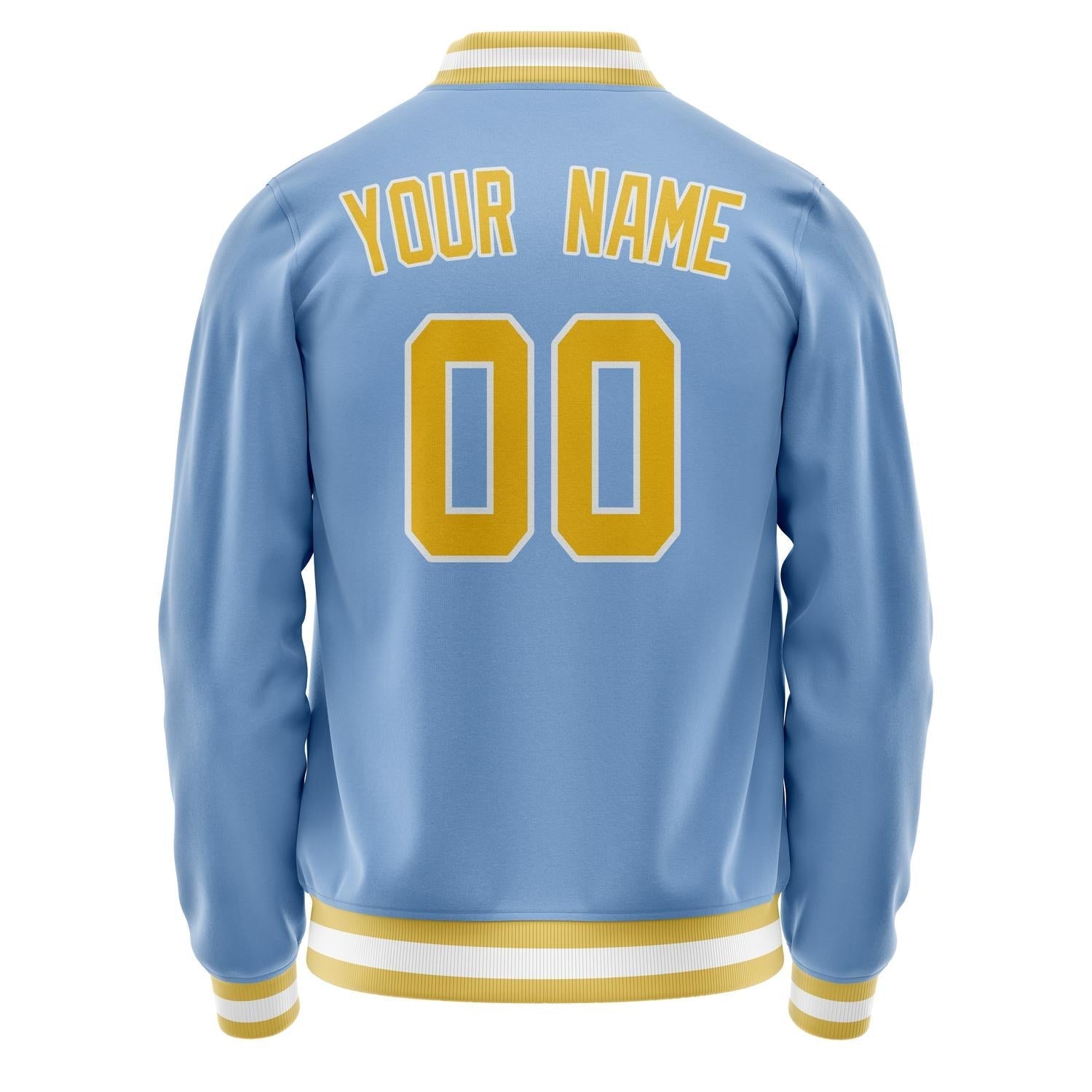 Custom Light-Blue Gold Solid Color Varsity Letterman Jacket JA02240617JC260