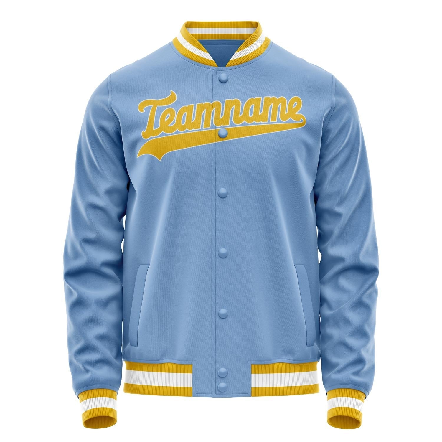 Custom Light-Blue Gold Solid Color Varsity Letterman Jacket JA02240617JC260