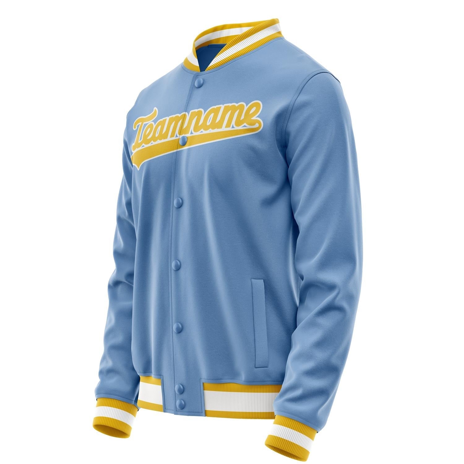 Custom Light-Blue Gold Solid Color Varsity Letterman Jacket JA02240617JC260