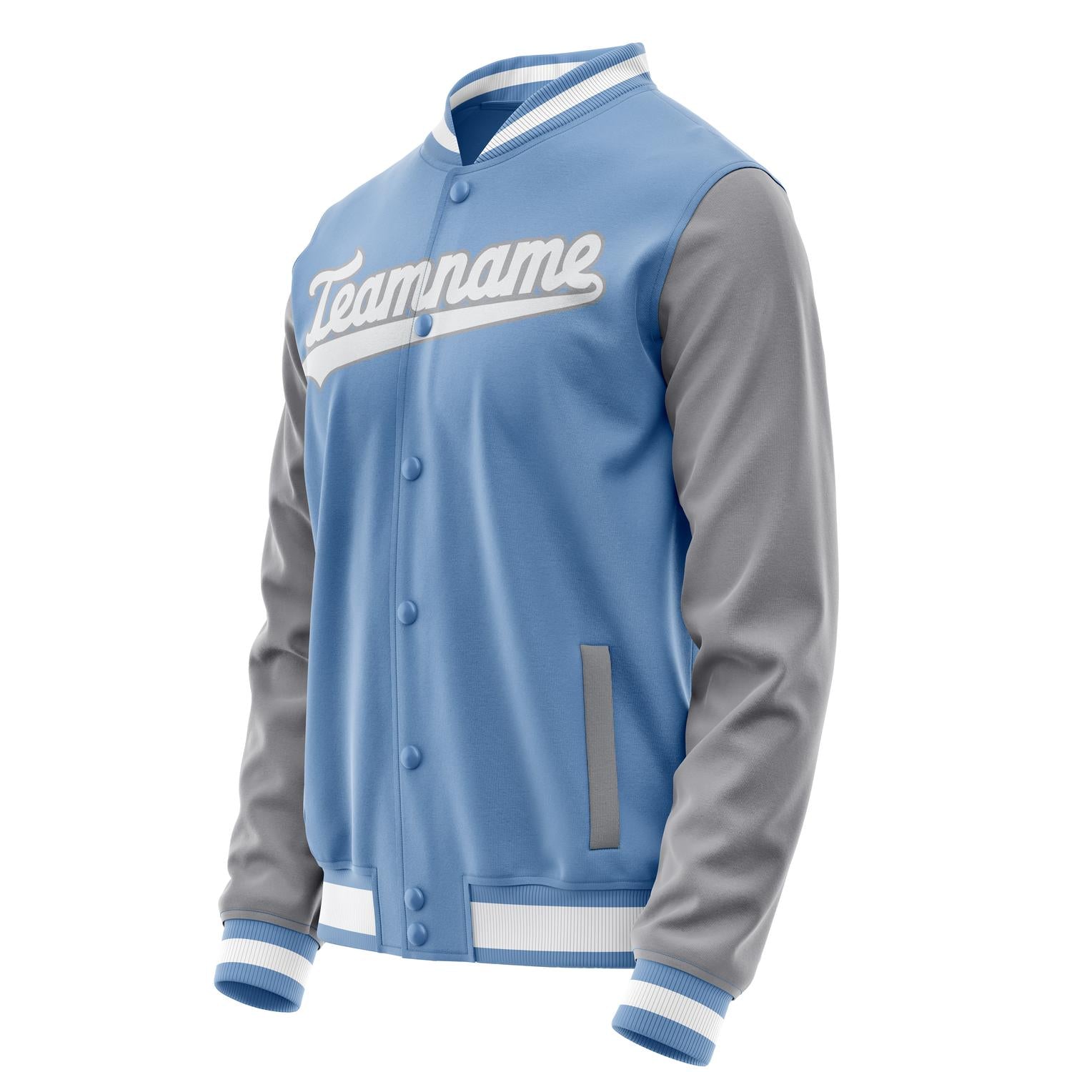 Custom Light-Blue Gray Solid Color Varsity Letterman Jacket JA02240617JC261