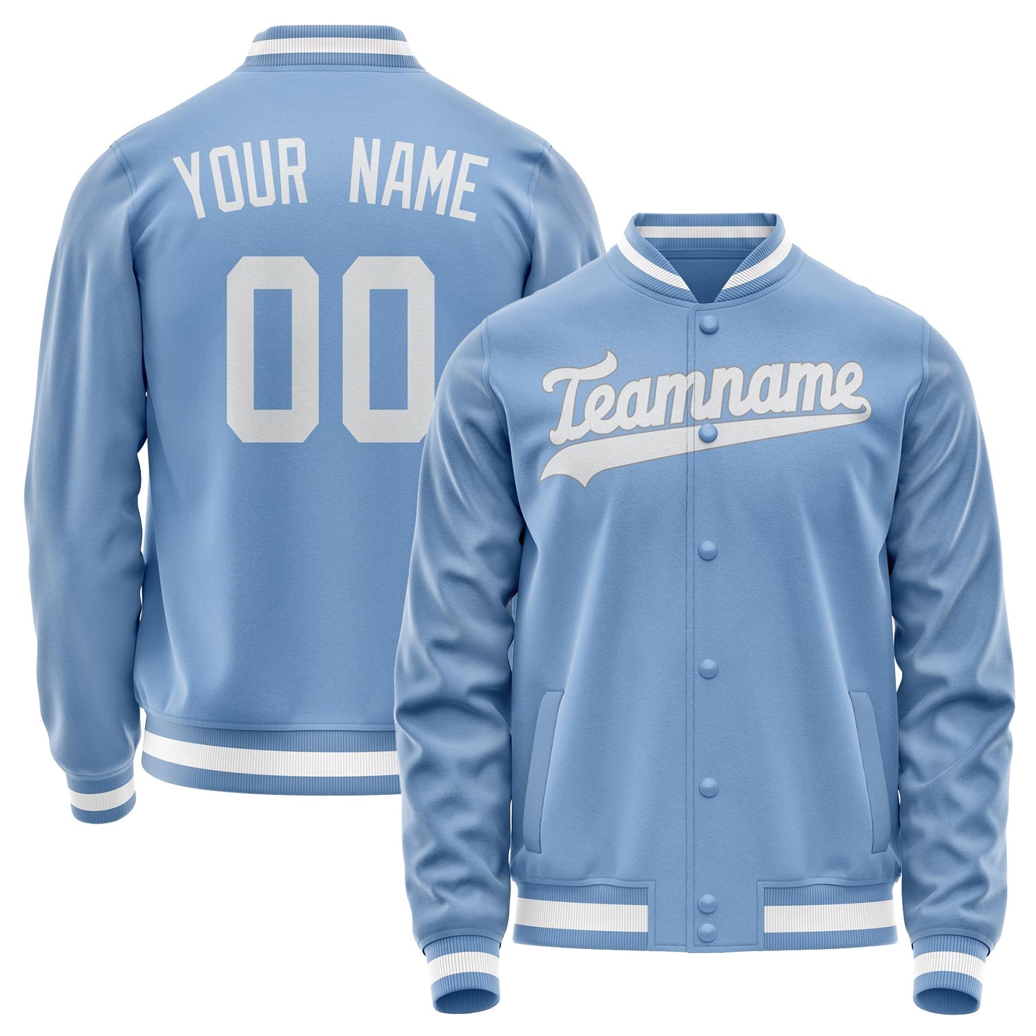 Custom Light-Blue White Solid Color Varsity Letterman Jacket JA02240617JC262