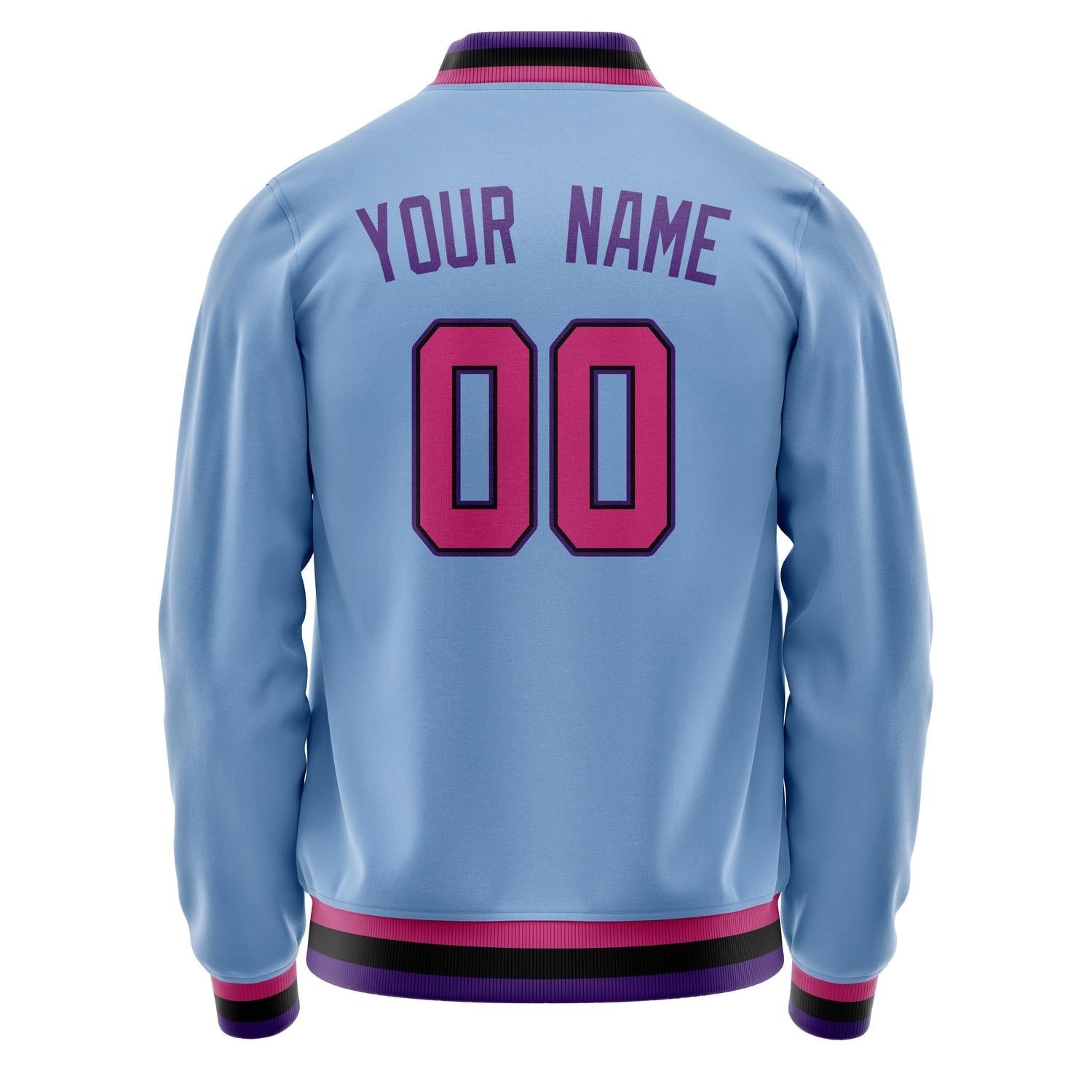 Custom Light-Blue Purple Solid Color Varsity Letterman Jacket JA02240617JC265