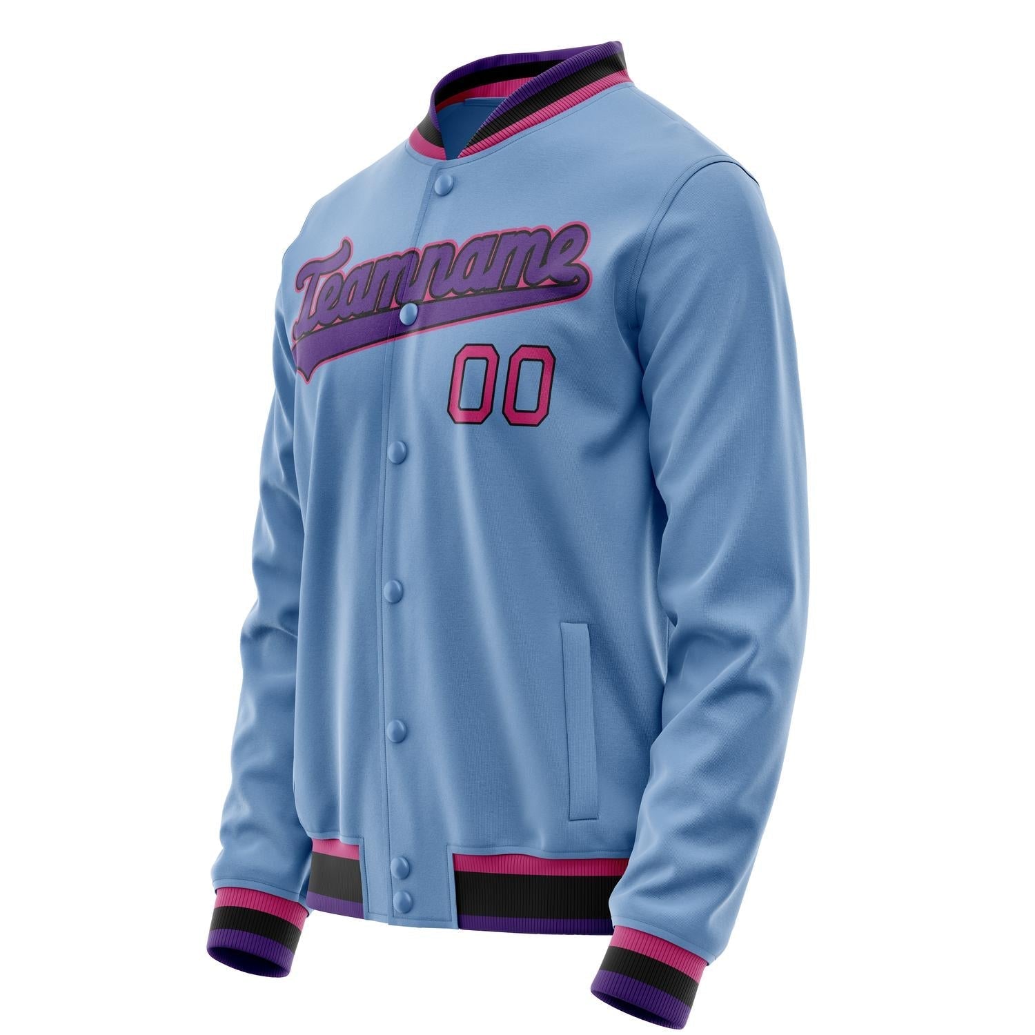 Custom Light-Blue Purple Solid Color Varsity Letterman Jacket JA02240617JC265