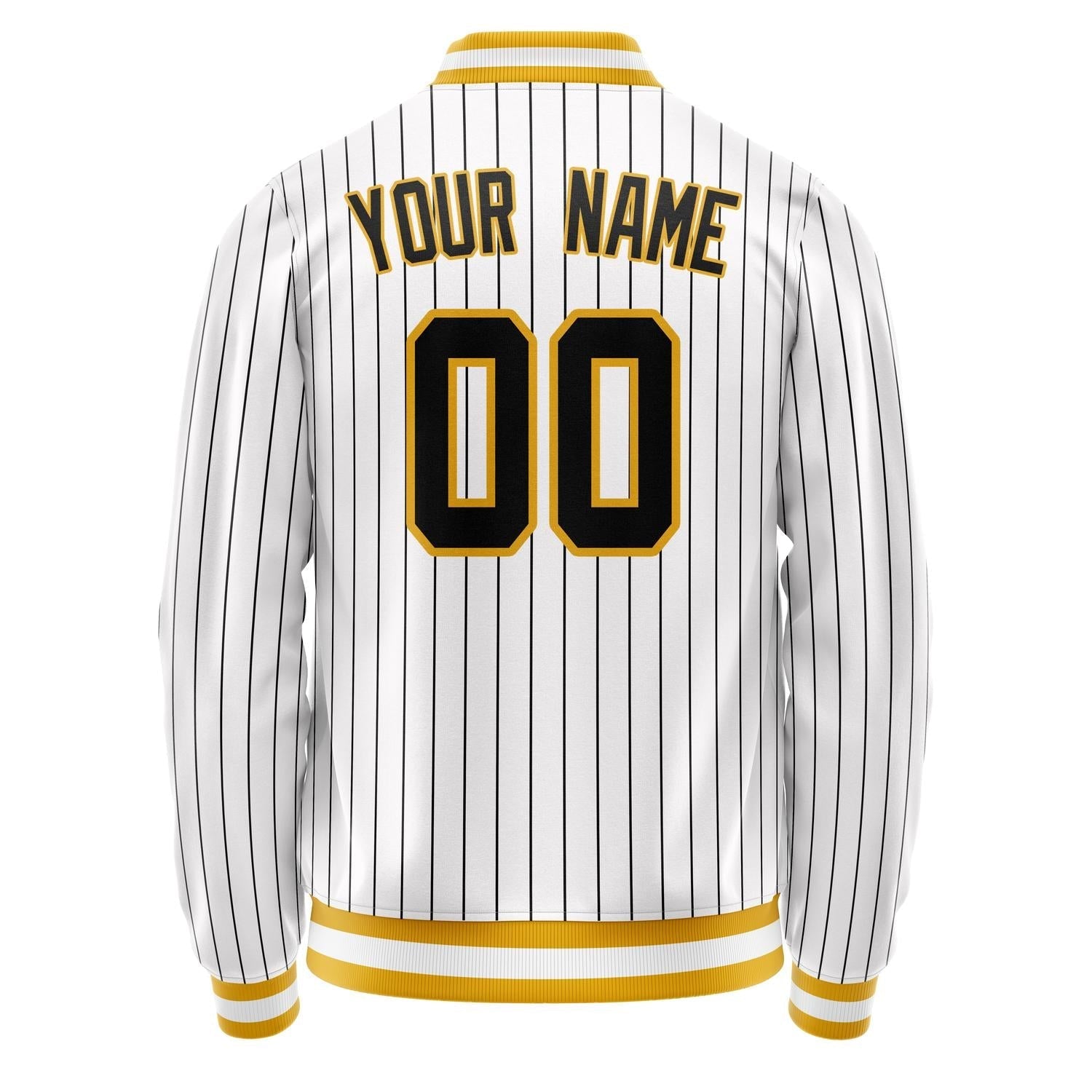 Custom White Black Black Pinstripe Varsity Letterman Jacket JA02240617JC490
