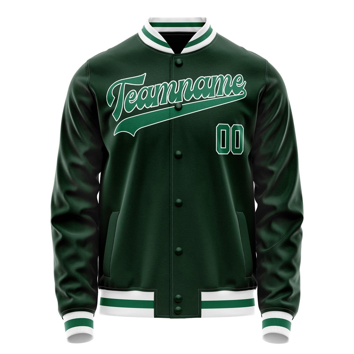 Custom Green Kelly-Green Solid Color Varsity Letterman Jacket JA02240617JG181