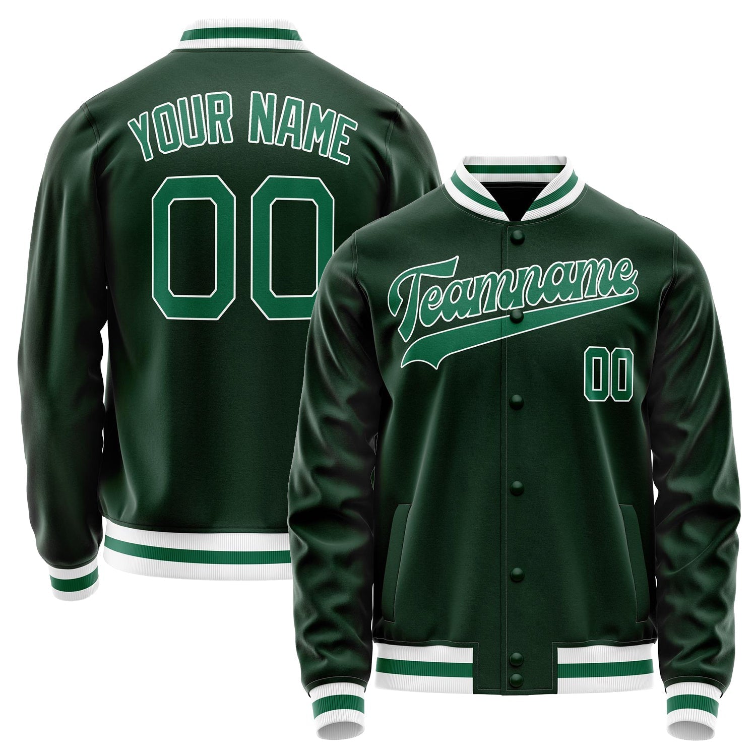 Custom Green Kelly-Green Solid Color Varsity Letterman Jacket JA02240617JG181