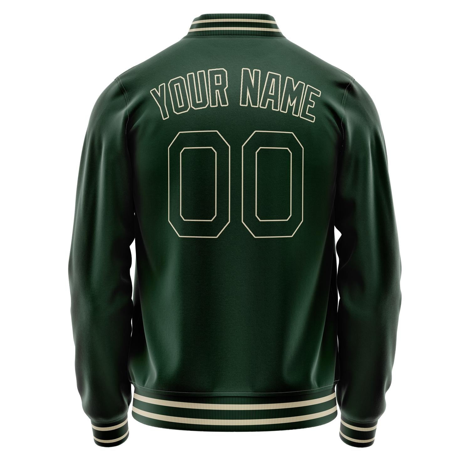 Custom Green Cream Solid Color Varsity Letterman Jacket JA02240617JG187