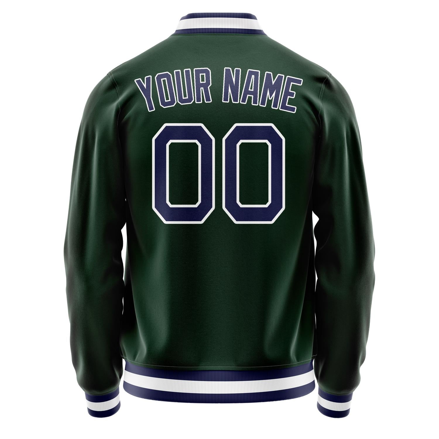 Custom Green Navy Solid Color Varsity Letterman Jacket JA02240617JG193