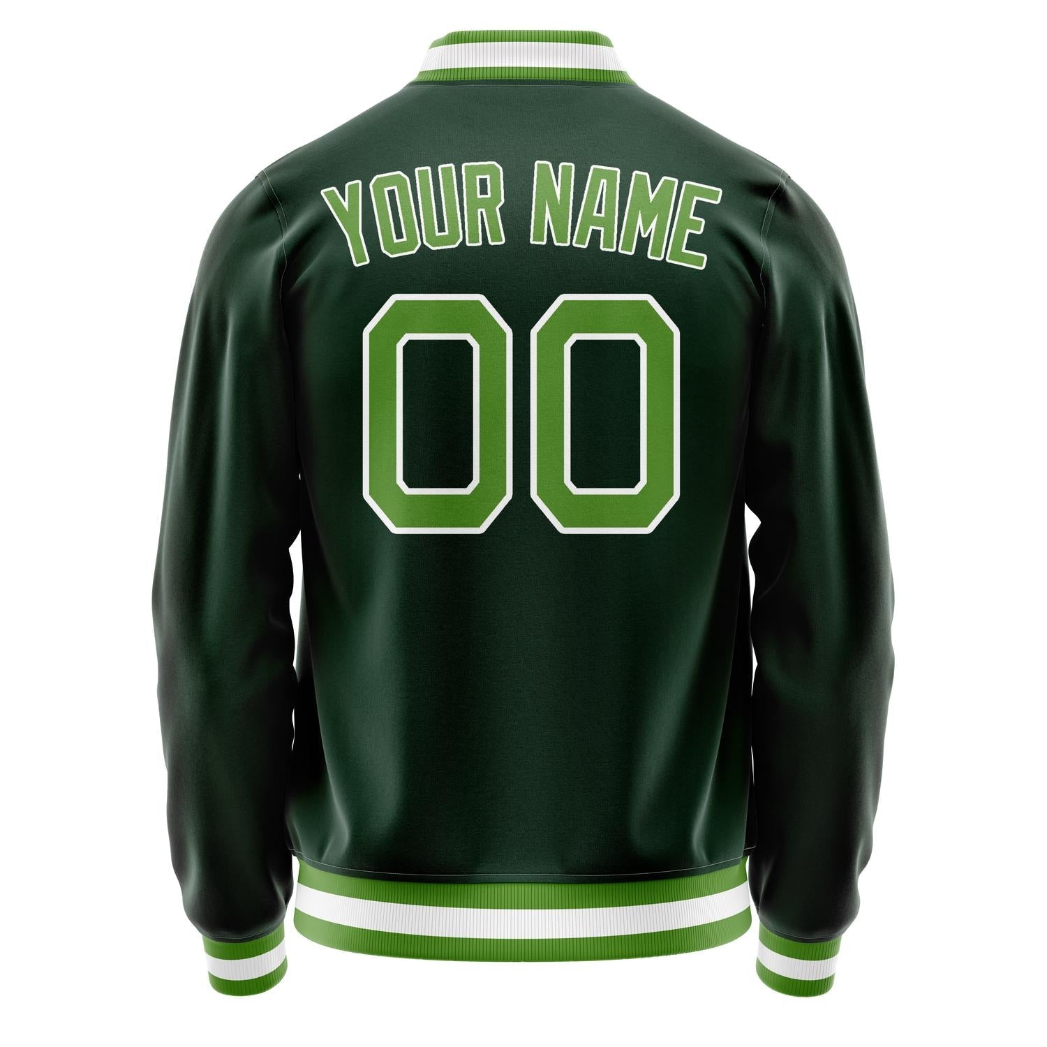 Custom Green Neon-Green Solid Color Varsity Letterman Jacket JA02240617JG196