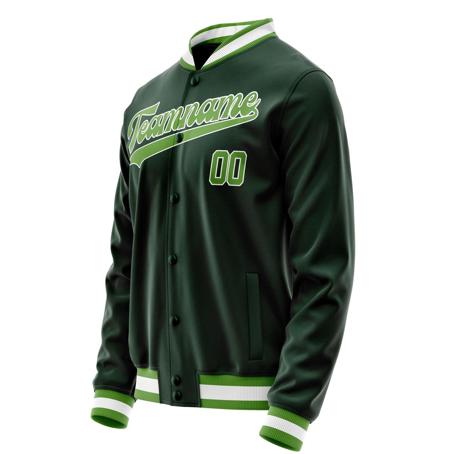 Custom Green Neon-Green Solid Color Varsity Letterman Jacket JA02240617JG196