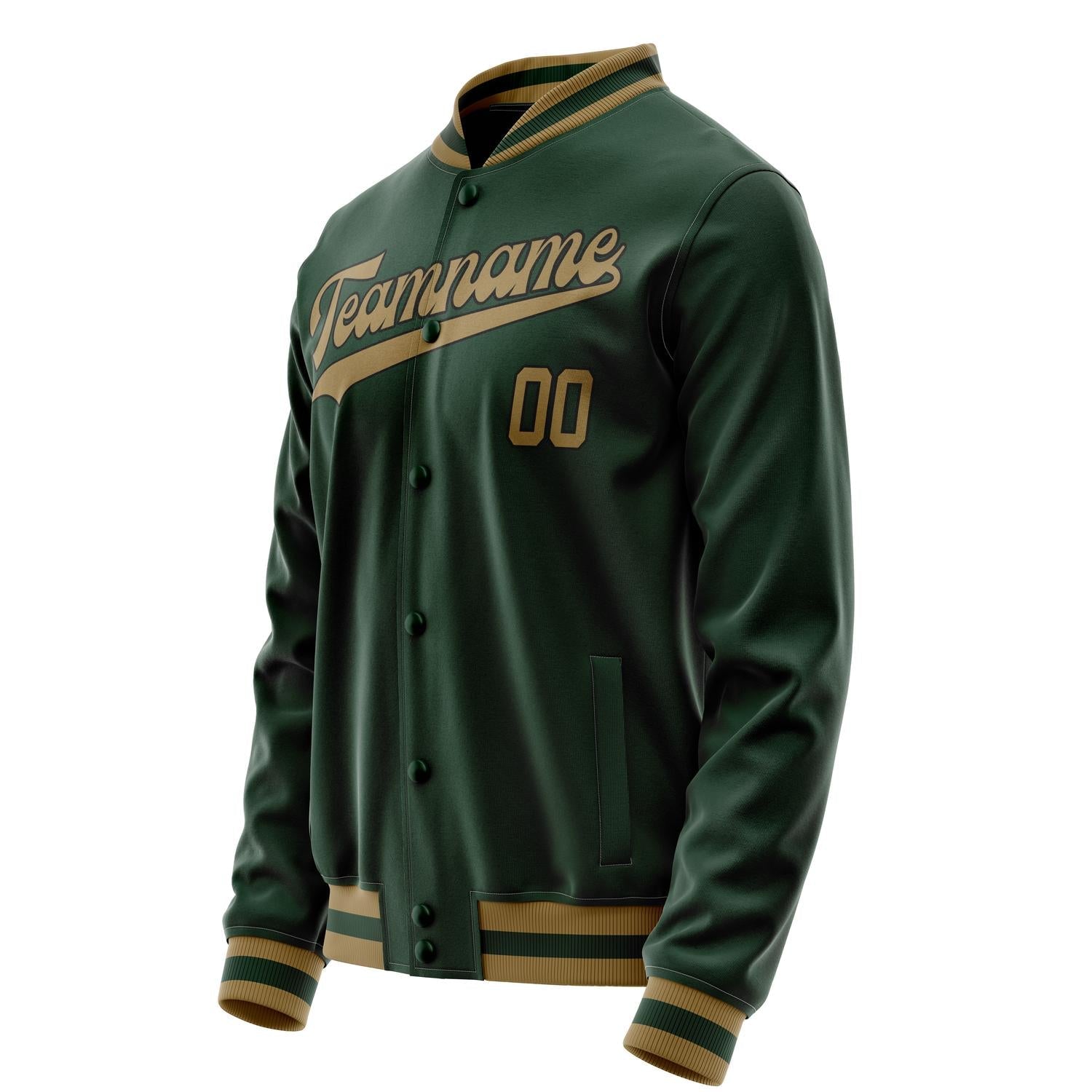 Custom Green Old-Gold Solid Color Varsity Letterman Jacket JA02240617JG200