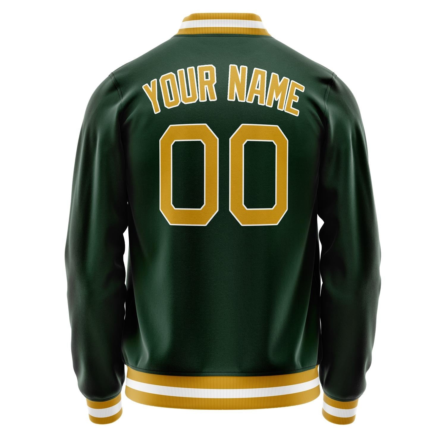 Custom Green Gold Solid Color Varsity Letterman Jacket JA02240617JG202