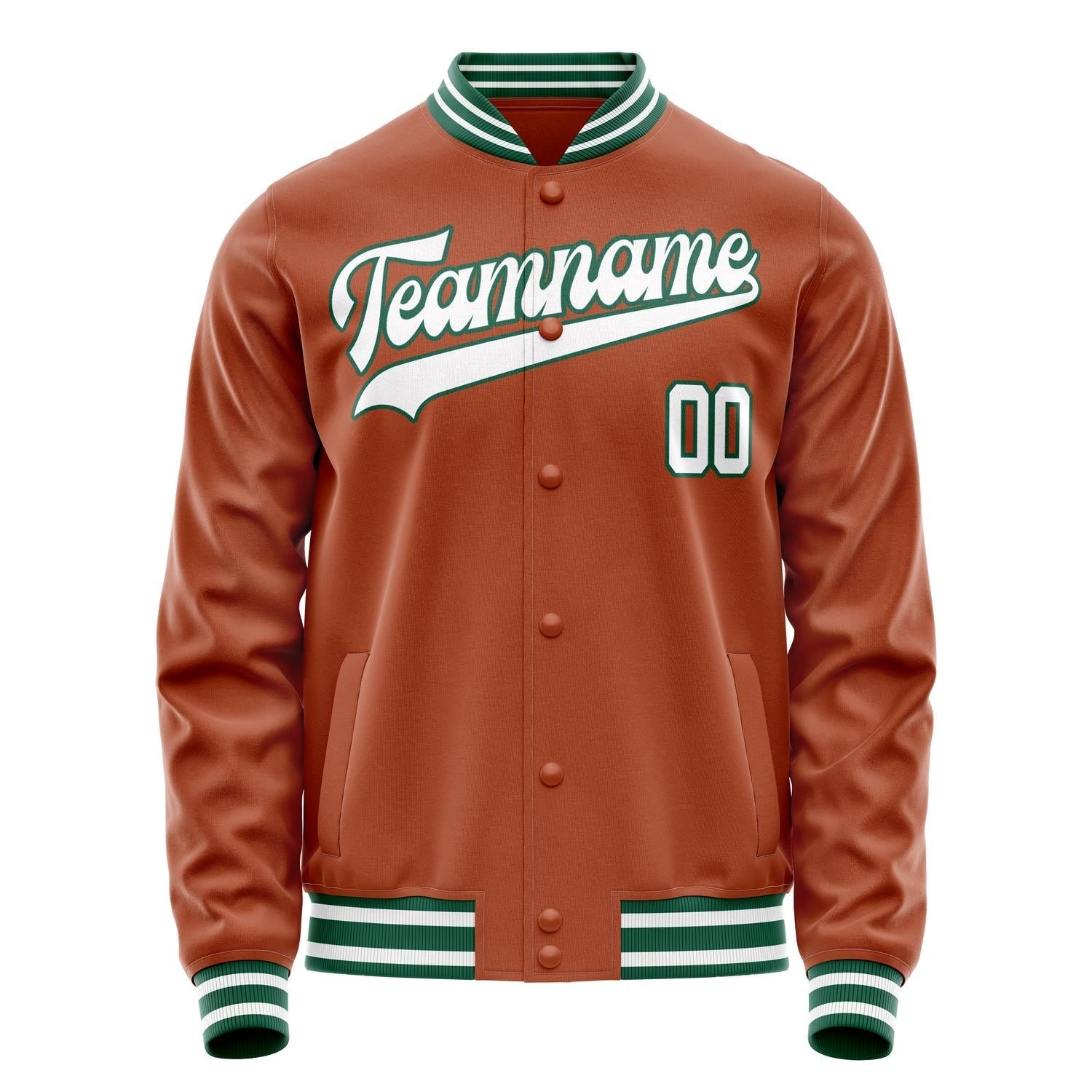 Custom Texas-Orange White Solid Color Varsity Letterman Jacket JA02240617JG424