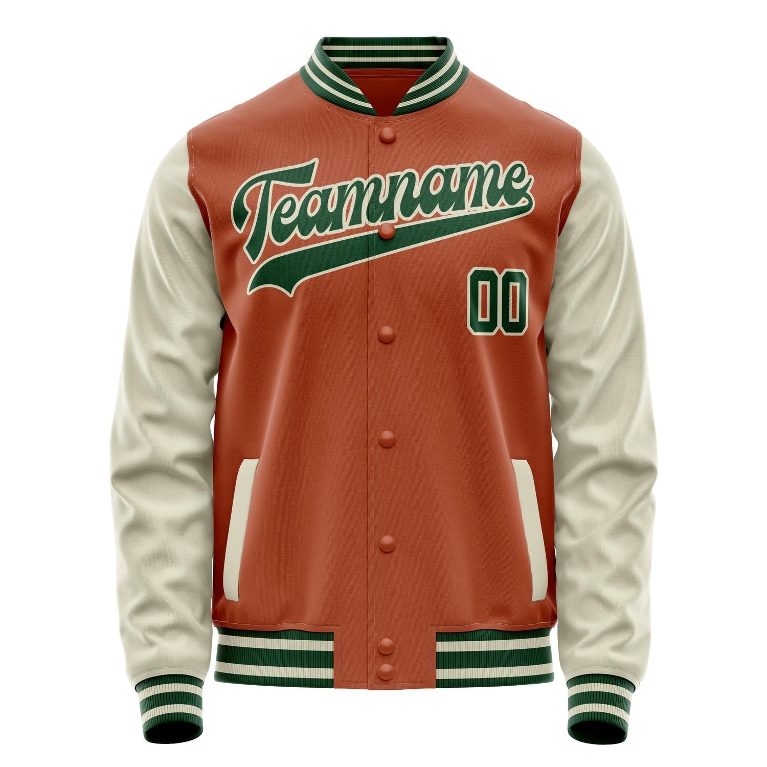 Custom Texas-Orange Cream Solid Color Varsity Letterman Jacket JA02240617JG430
