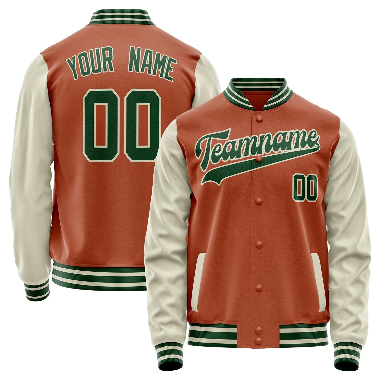 Custom Texas-Orange Cream Solid Color Varsity Letterman Jacket JA02240617JG430